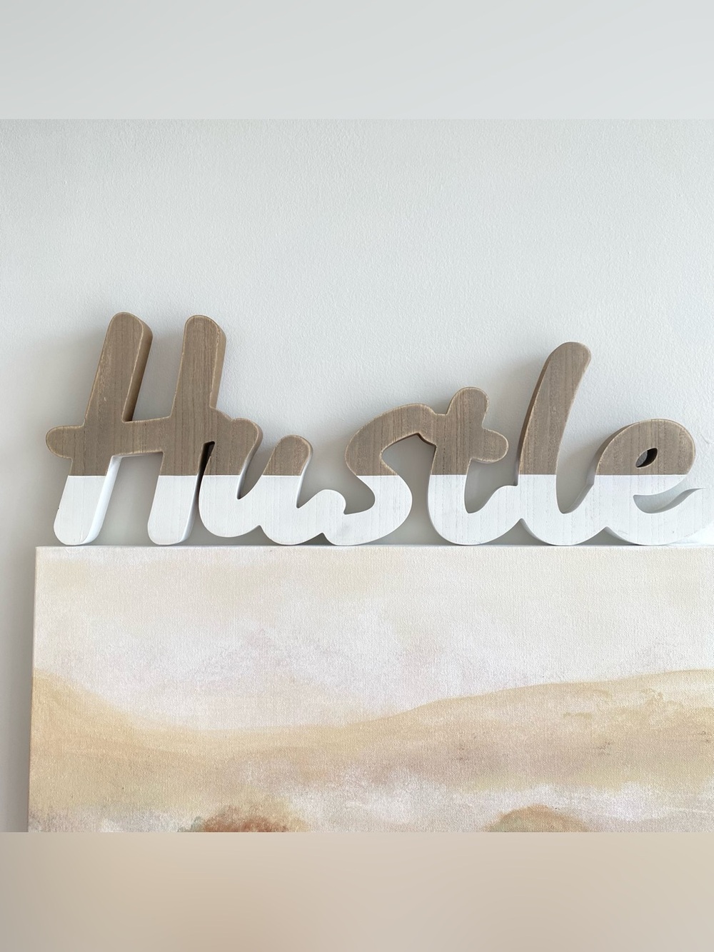 Wooden HUSTLE Sign Word Decor 24”